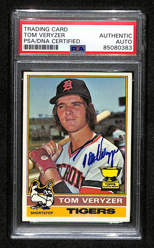 Tom Veryzer Signed 1976 Topps Card #432 Detroit Tigers PSA/DNA 184381