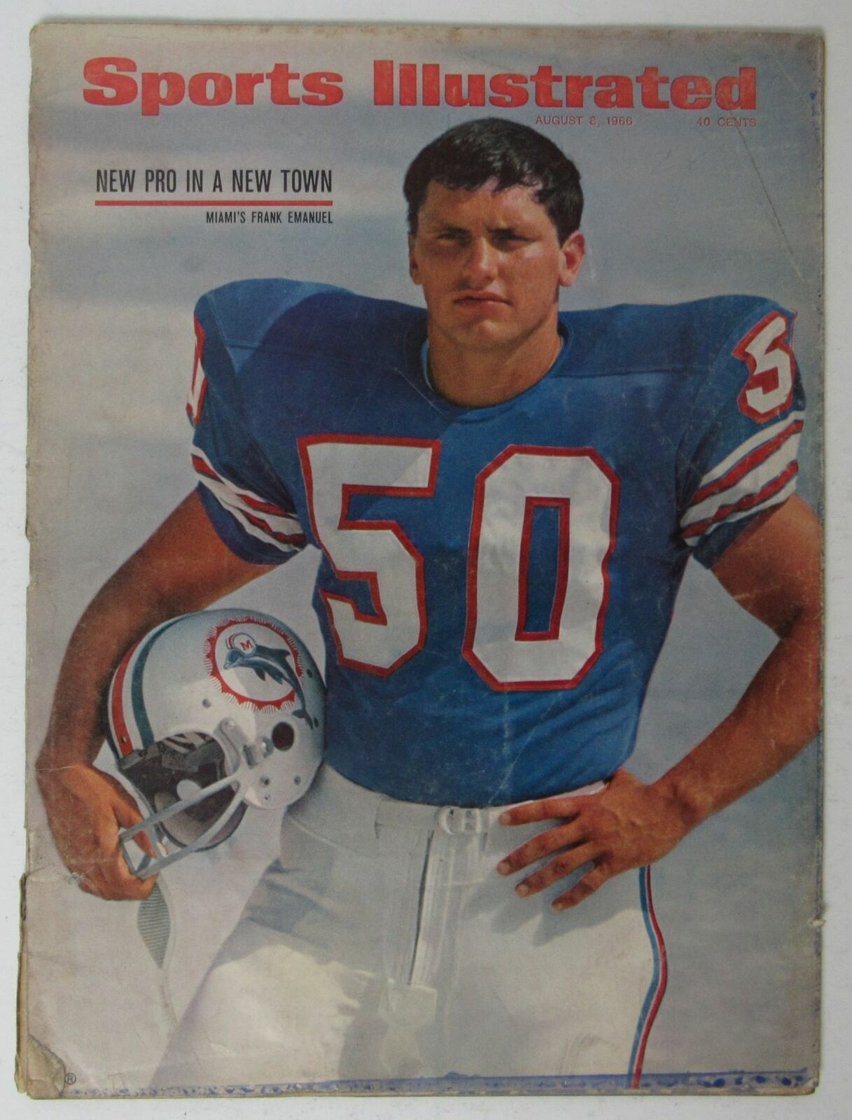 Frank Emanuel Miami Dolphins 1966 Sports Illustrated 8/8/66 NO LABEL 144592