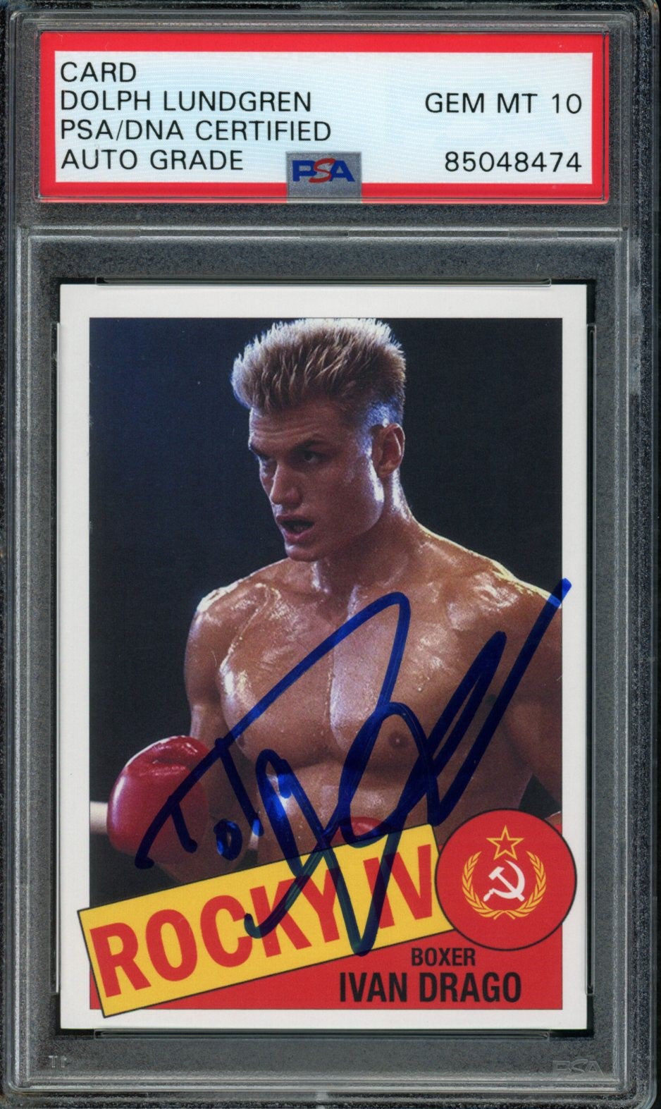 Dolph Lundgren Autographed Rocky IV Ivan 1985 Topps Card PSA/DNA GEM MINT 10