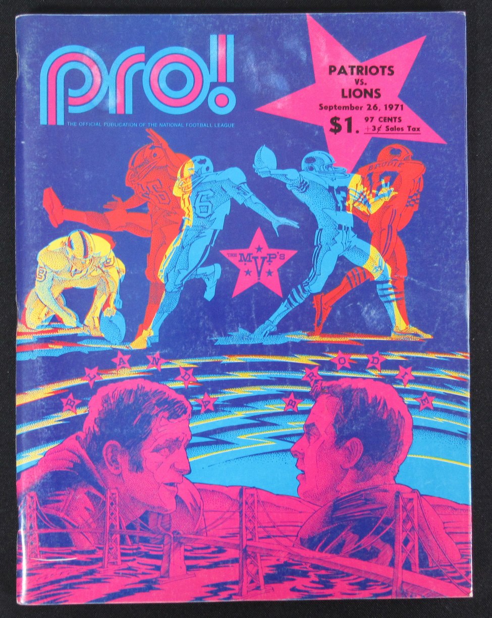 September 26, 1971 New England Patriots vs Detroit Lions NFL Game Program 172207