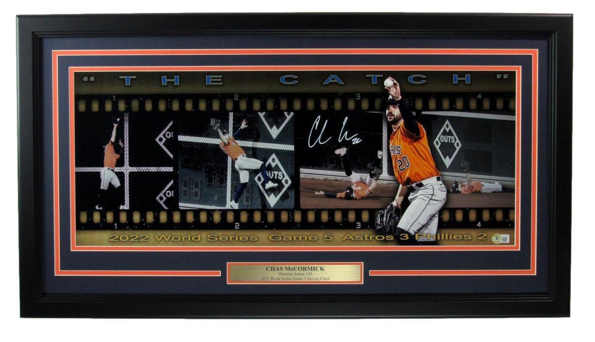 Chas McCormick Autographed 27x12 Photo Catch Filmstrip Astros Framed Beckett