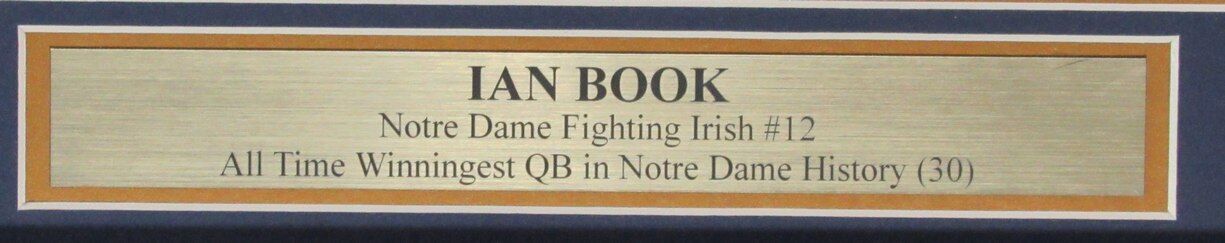 Ian Book Autographed 8x10 Photo Notre Dame Framed Beckett 176753