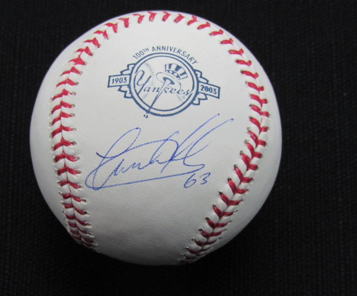 Jesus Montero Signed/Auto Yankees 100th OML Baseball STEINER Inscr 187154