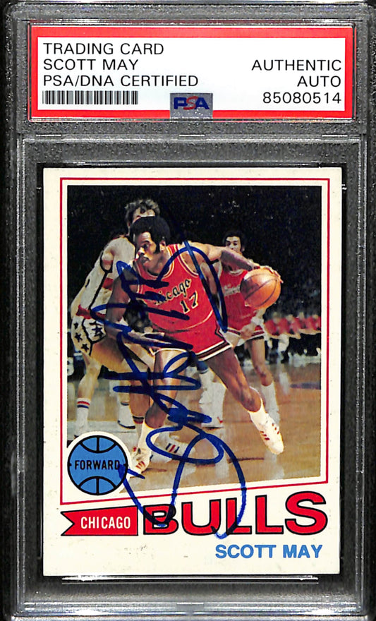 Scott May Signed 1977 Topps Card #36 Chicago Bulls PSA/DNA 185721