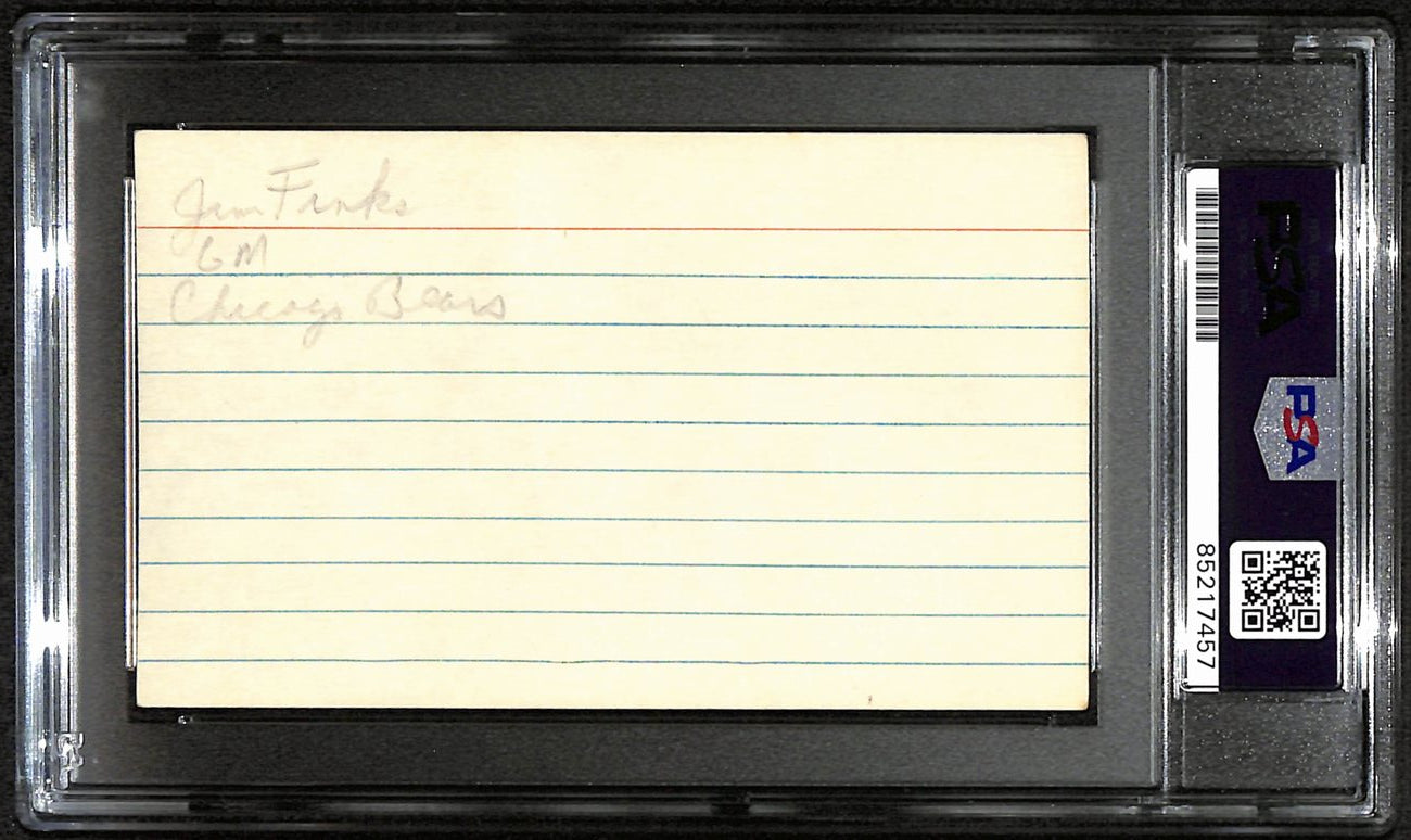 Jim Finks HOF Autographed/Signed 3x5 Index Card Vikings Saints PSA/DNA 188500