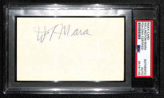 Wellington Mara HOF Signed/Auto 3x5 Index Card NY Giants Owner PSA/DNA 187487