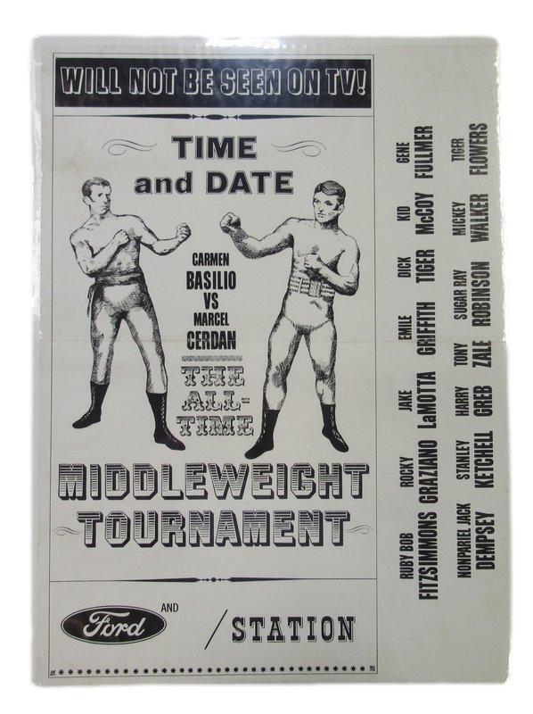 Carmen Basiio v Marcel Cerdan 14x20 All Time Middleweight ChampionBoxing Poster