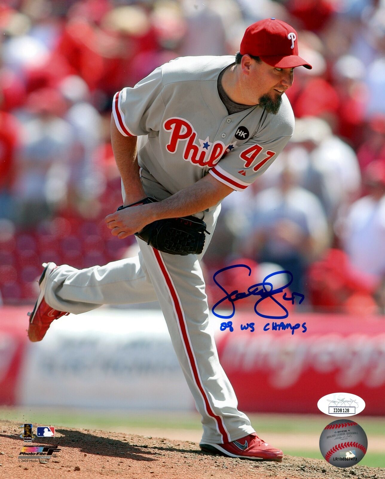 Scott Eyre 2008 World Series Phillies Signed/Inscribed 8x10 Photo JSA 153833