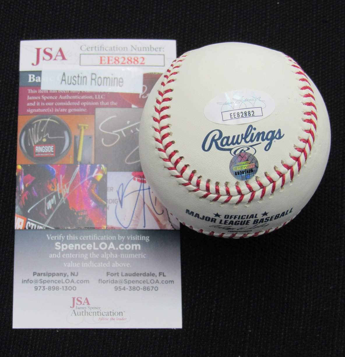 Austin Romine Signed/Auto Yankees 100th OML Baseball JSA Inscr 186705