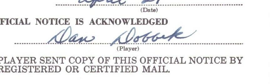 Dan Dobbek Twins 1963 Signed/Auto San Diego PCL Baseball Contract 151231