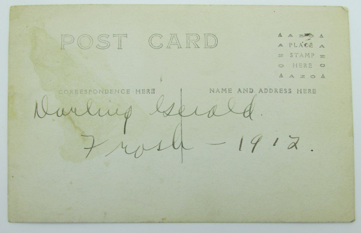 Vintage Postcard (1917?) with 2 pictures of a football player in uniform 140021