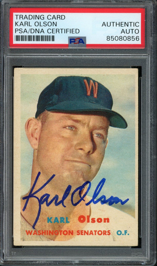 Karl Olson Signed 1957 Topps Card #153 New York Giants PSA/DNA 184145