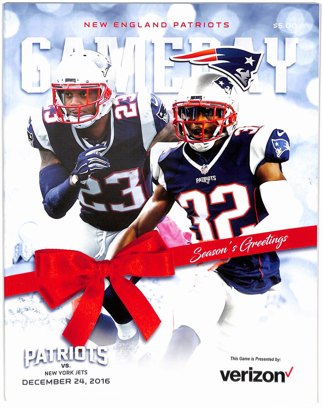 December 24 2016 New England Patriots vs. New York Jets Game Program 181764