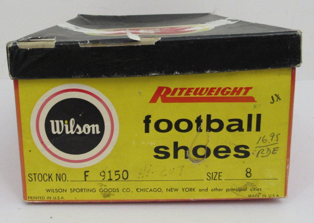 Pair of Vintage Wilson Riteweight Black Football Cleats Size 8 NIB 182907