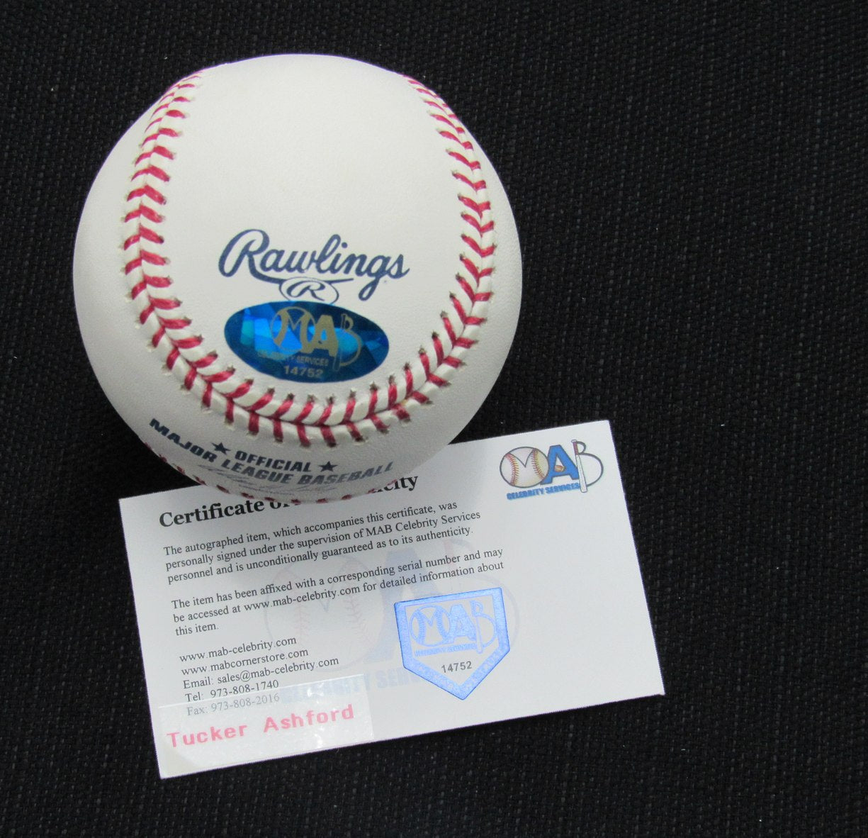 Tucker Ashford Signed/Auto Yankees 100th OML Baseball MAB 187063