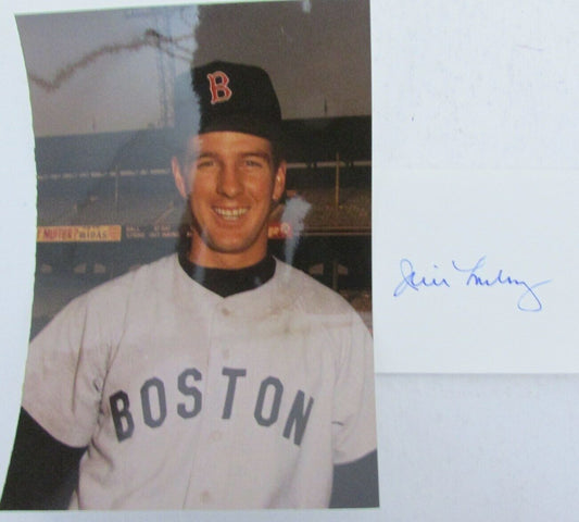 Jim Lonborg 1967 Boston Red Sox Signed 3x5 Index Card with 5x7  Photo 158530