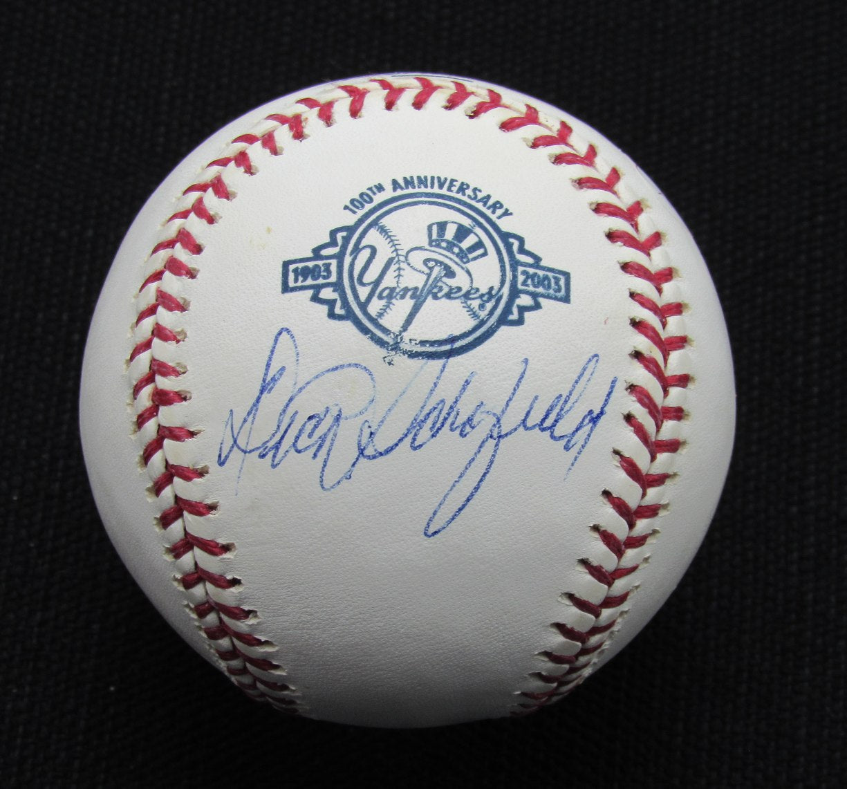 Dick Schofield Signed/Auto Yankees 100th OML Baseball JSA 186859