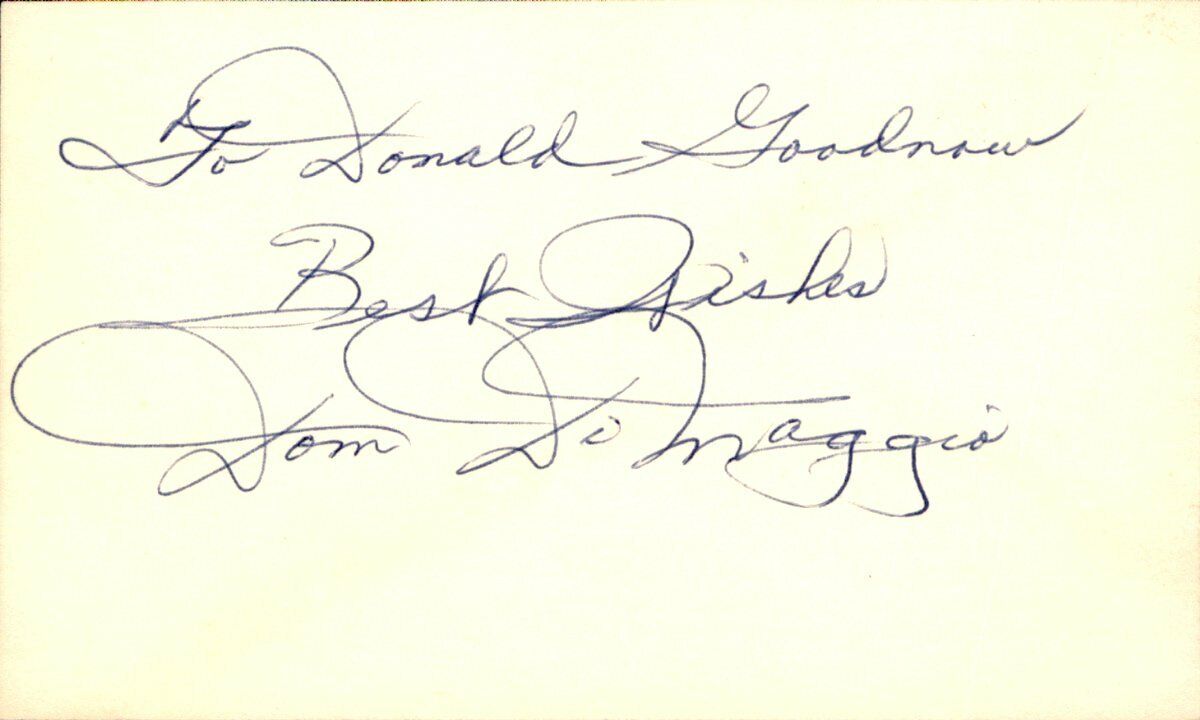 Dom Dimaggio Boston Red Sox Signed/Auto Perosnalized 3x5 Index Card 162465