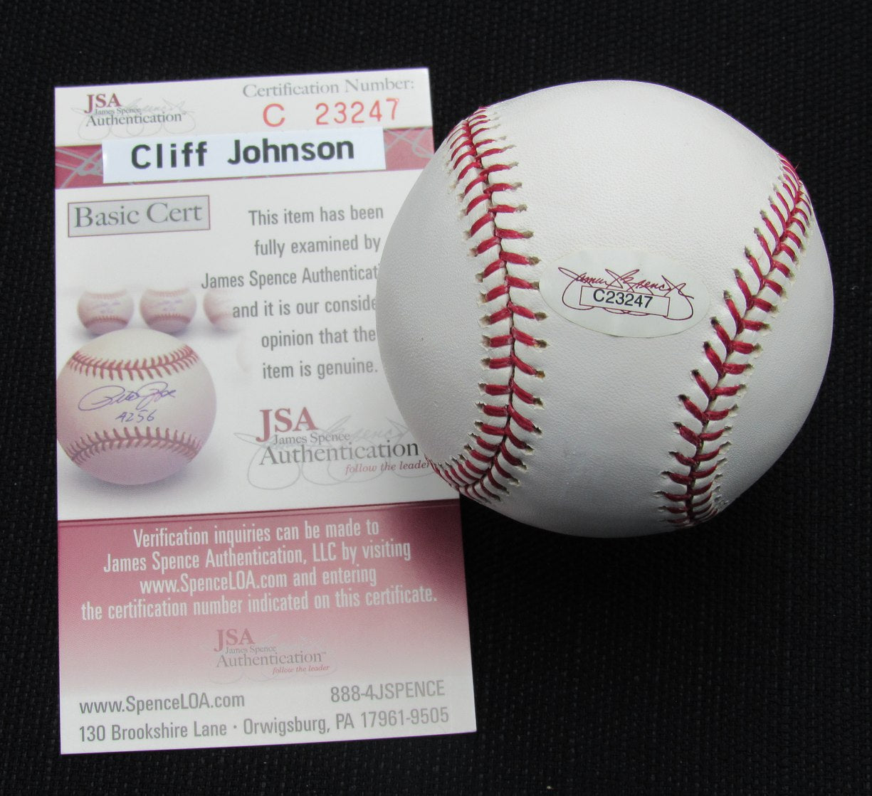 Cliff Johnson Signed/Auto Yankees 100th OML Baseball JSA Inscr 186957