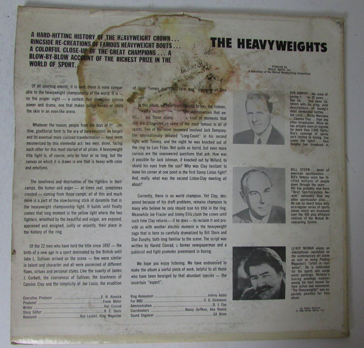"The Heavyweights" Cassius Clay,etc. 1969 Vinyl Record Album 146272