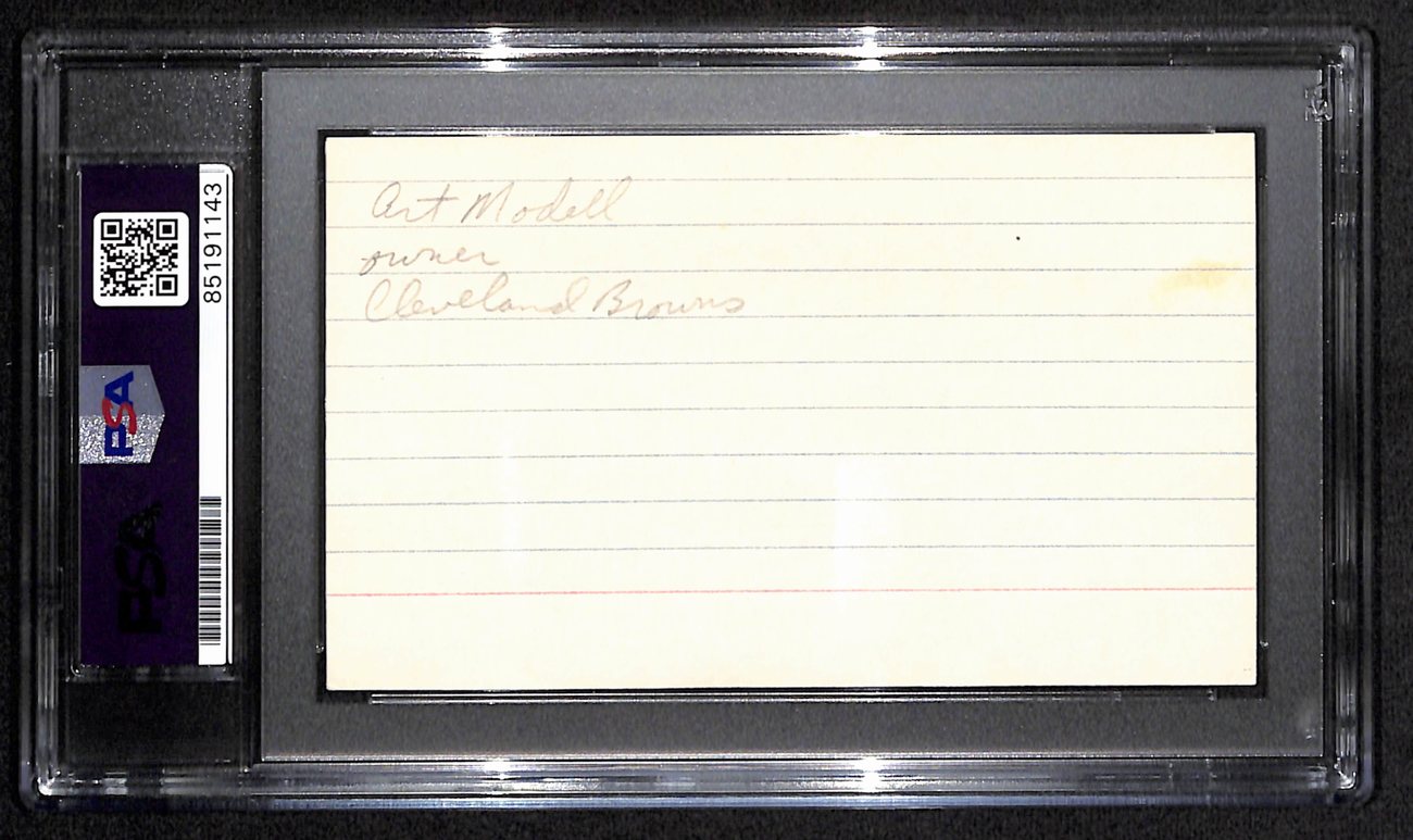 Art Modell HOF Signed/Auto 3x5 Index Card Cleveland Browns Owner PSA/DNA 187484
