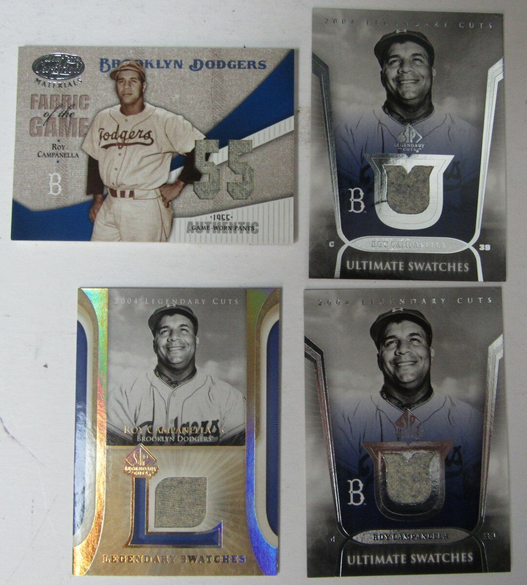 Roy Campanella Dodgers HOF Lot of 4 2004 SP Game Used Jersey/Pants Cards 144758