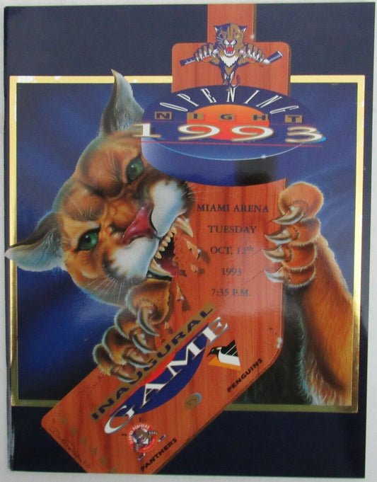 1993 Florida Panthers Opening Night vs. Penguins Hockey Game Program 152381