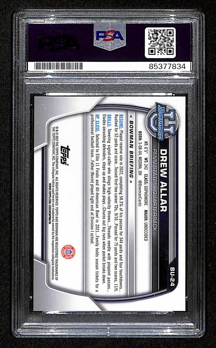 Drew Allar Penn State Signed/Auto 2023 Bowman U Card #BU-24 PSA/DNA 193356