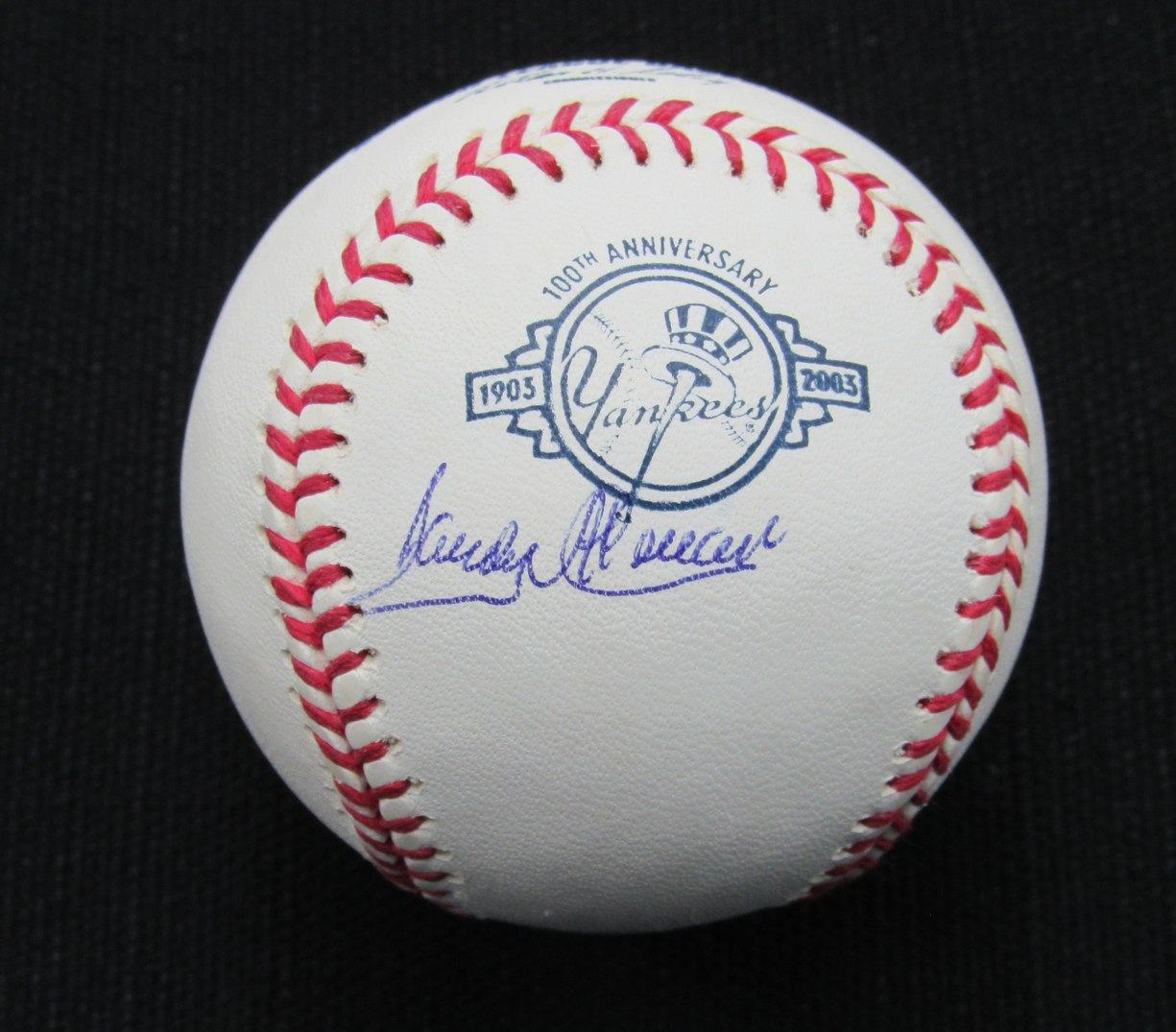 Sandy Alomar Signed/Auto Yankees 100th OML Baseball MAB 187046