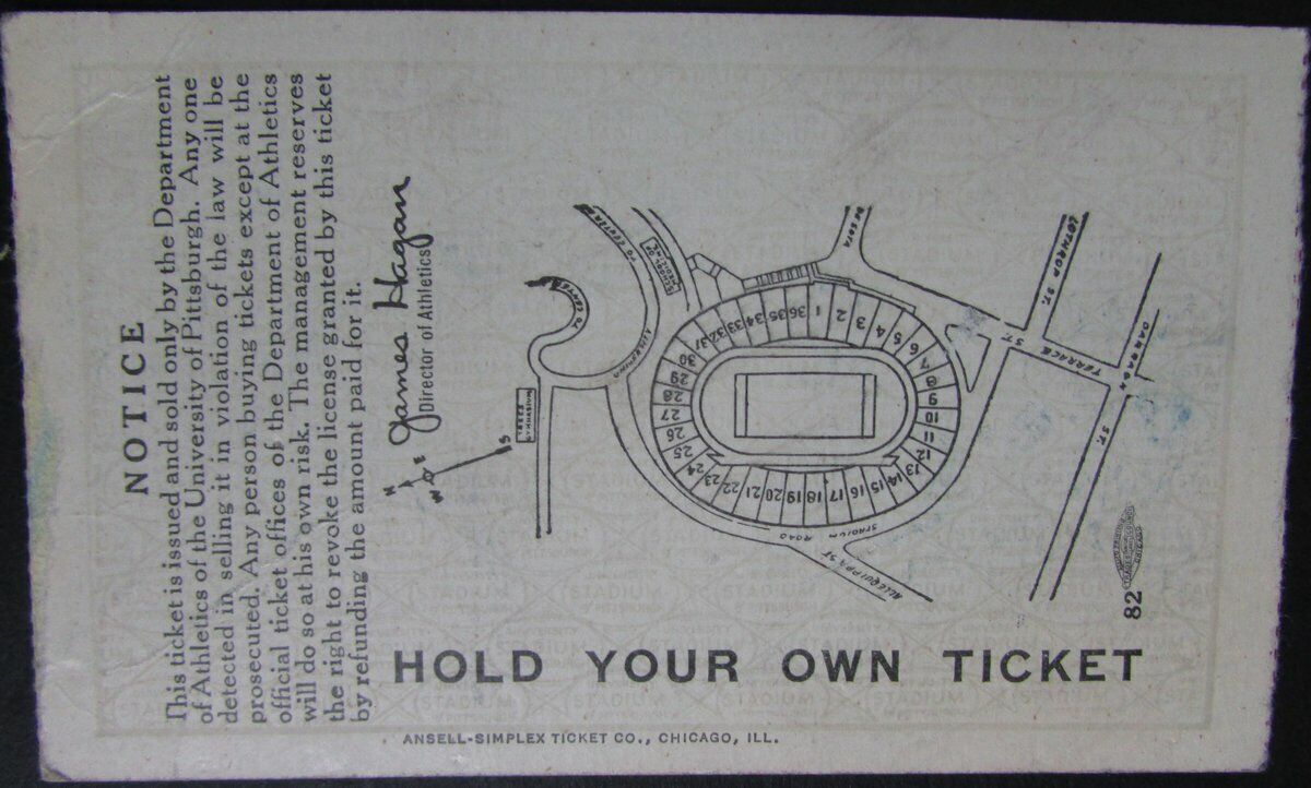 1939 Pitt Panthers vs. WVU Ticket Stub 10/7/39 at Pitt Stadium 145440