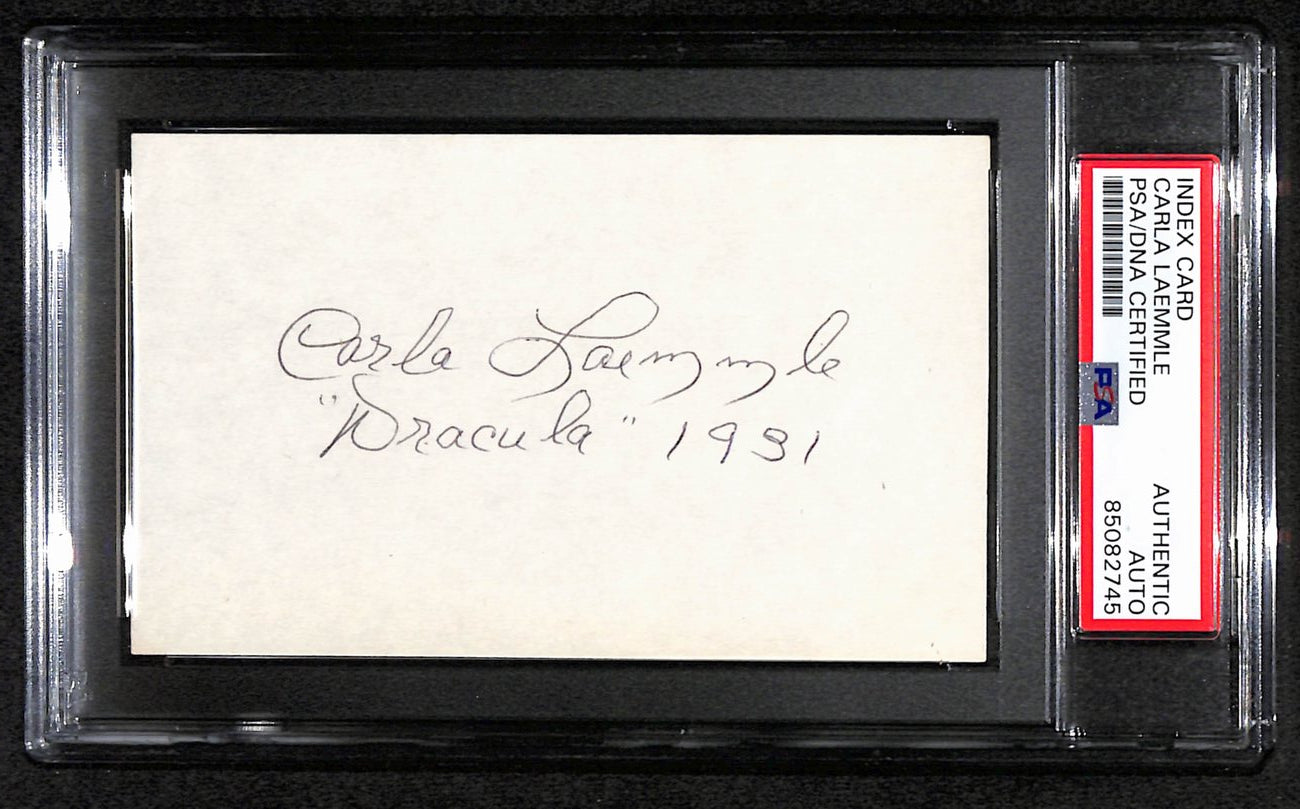 Carla Laemmle Signed/Inscribed 3x5 Index Card "Dracula" 1931 PSA/DNA 183926