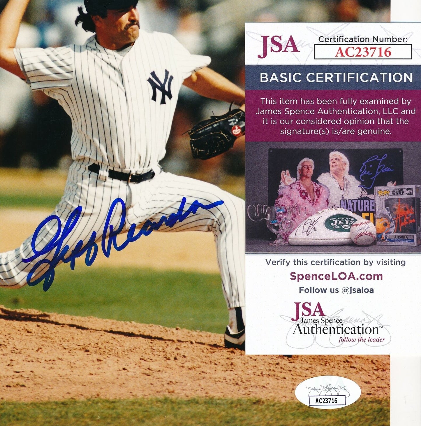 Jeff Reardon Autographed 8x10 Photo New York Yankees JSA