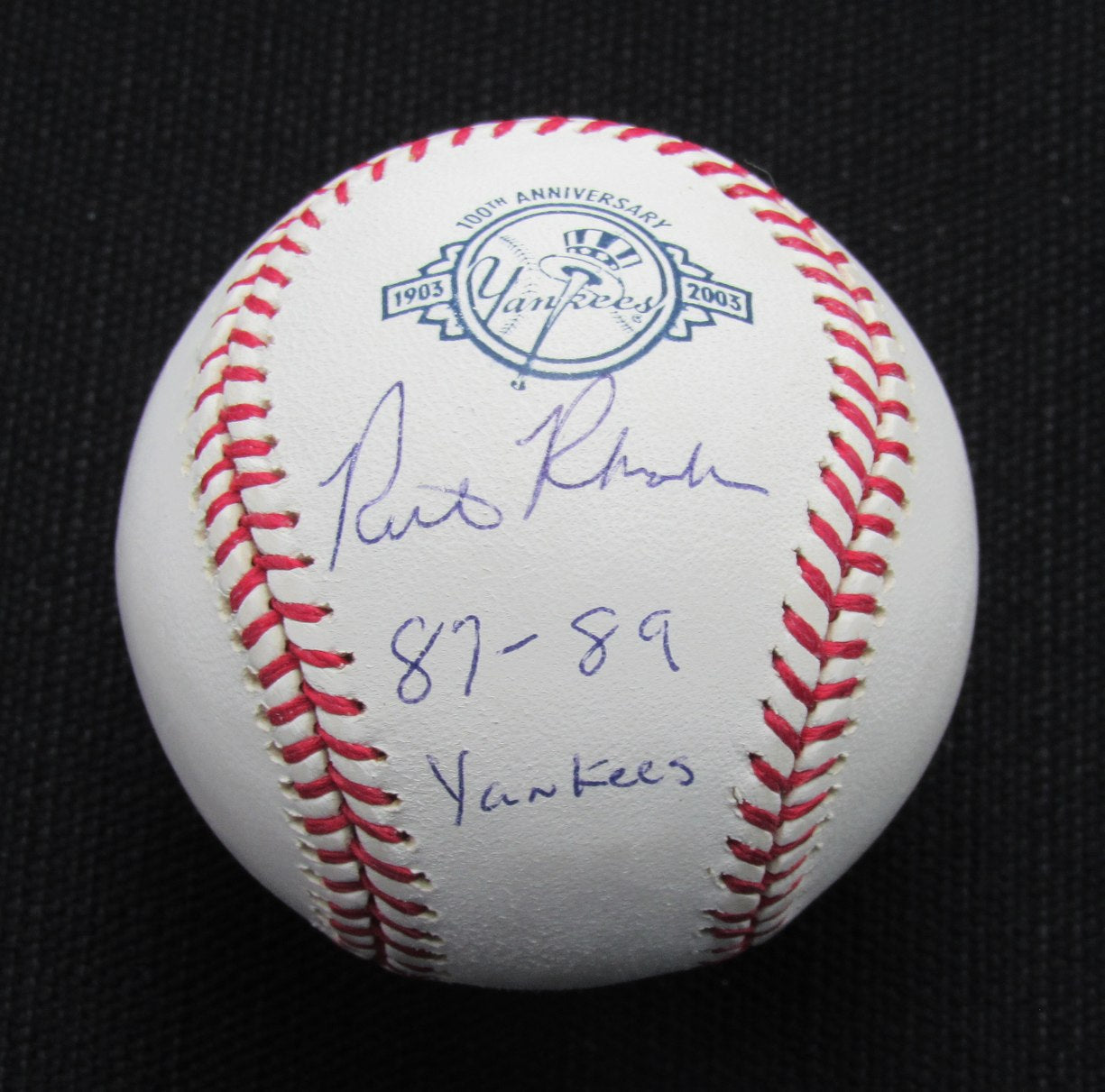 Rick Rhoden Signed/Auto Yankees 100th OML Baseball JSA Inscr 186921