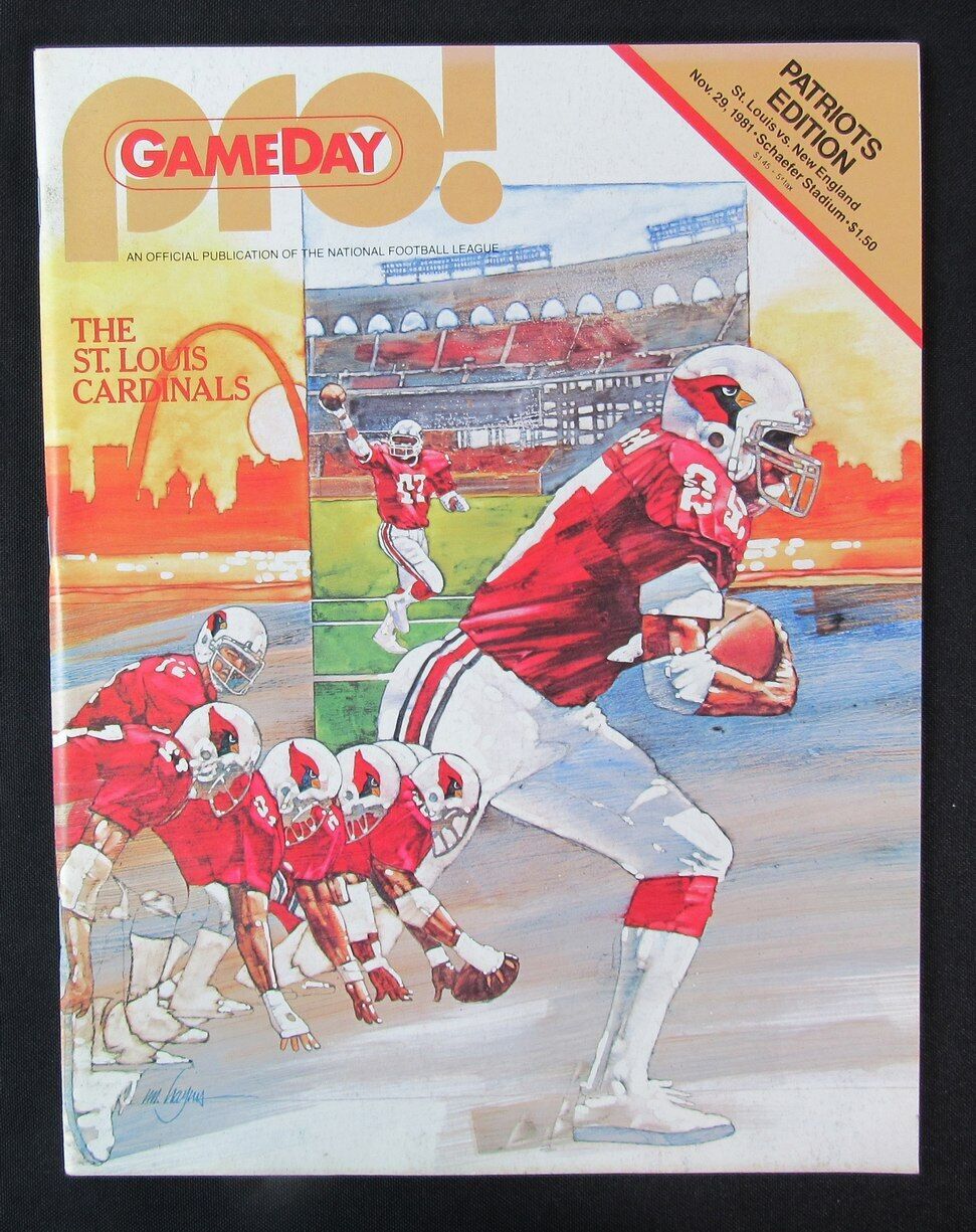 1981 St. Louis Cardinals vs. New England Patriots Program 11/29