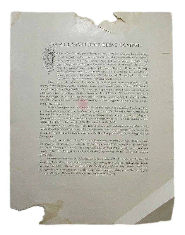 James Elliott Boxer 1895 Boxing Gladiators 11x15 Supplement Poster