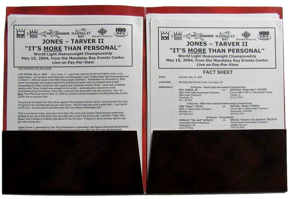 2004 Light Heavyweight Championship Boxing Jones vs. Tarver II Press Kit 167431