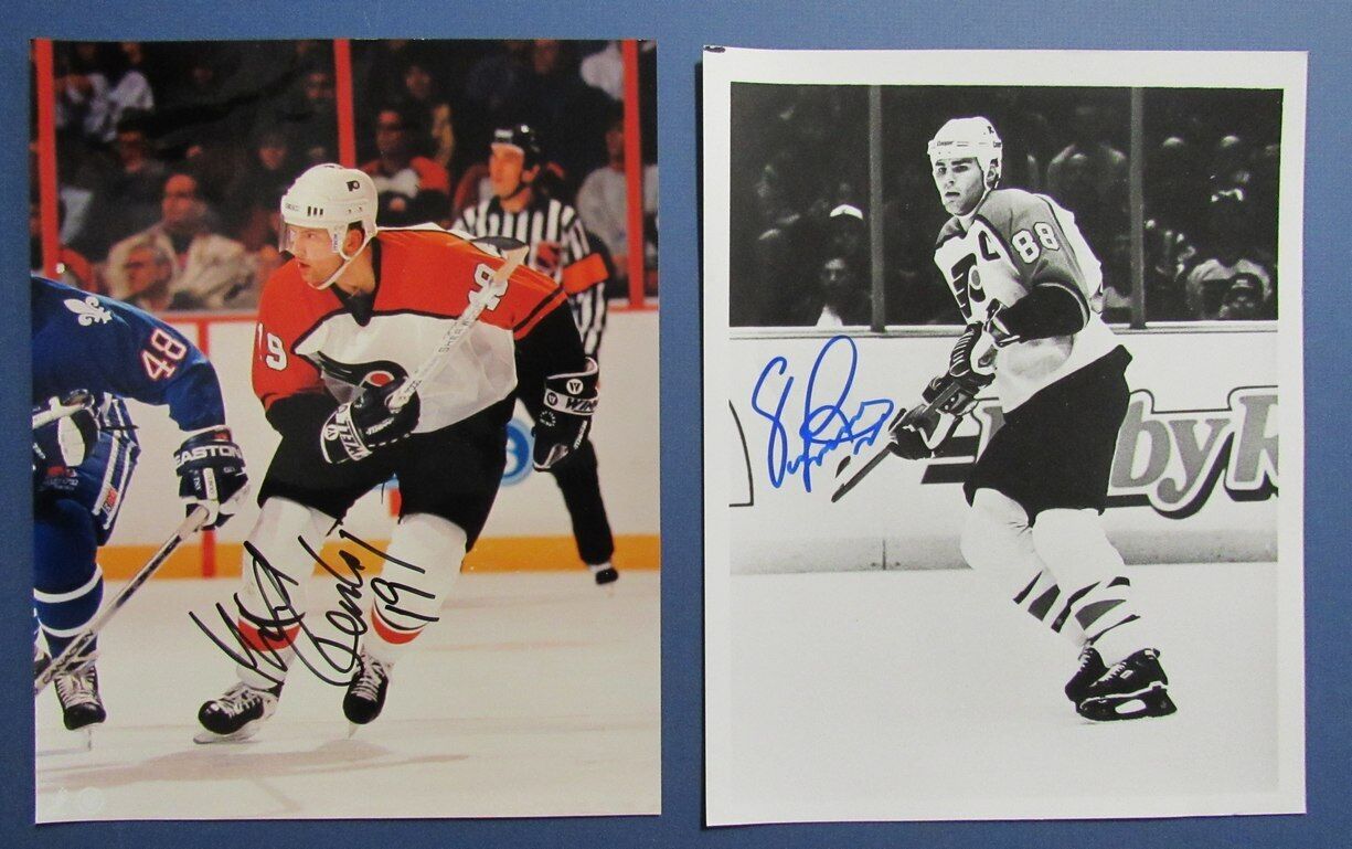 Lot of (4) Autographed Bill Barber Eric Lindros Flyers 8x10 Photos