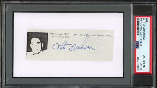 Otto Graham HOF Signed/Auto Cut Photo on 3x5 Card Browns PSA/DNA 188247