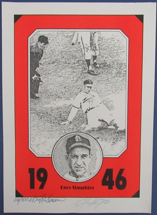 Enos Slaughter HOF St. Louis Cardinals Signed/Autographed 11x15 Sketch 163983