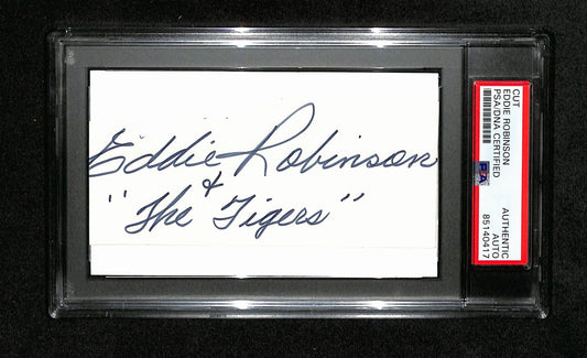 Eddie Robinson Autographed 3x5 Cut Card PSA/DNA 186546