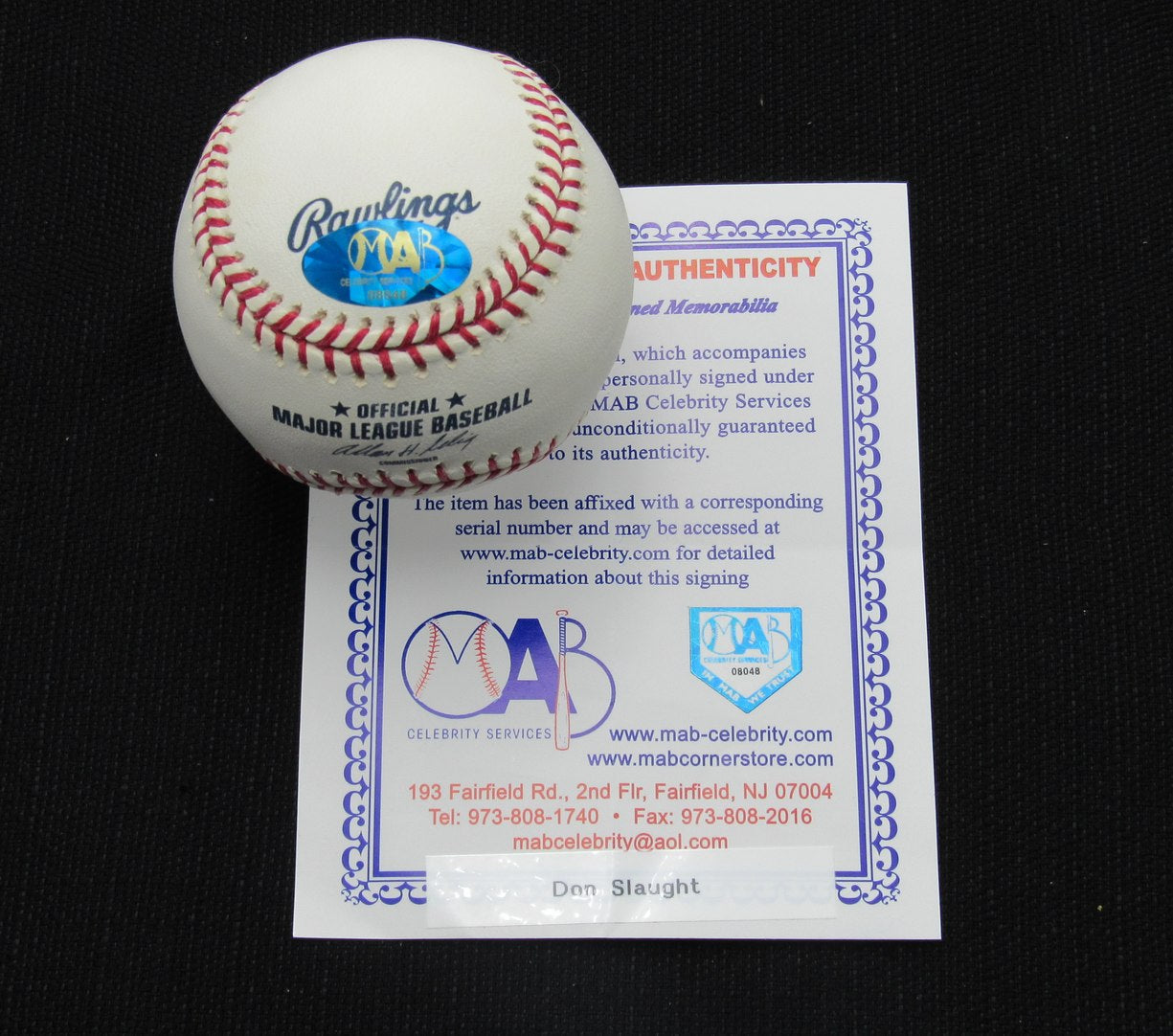 Don Slaught Signed/Auto Yankees 100th OML Baseball MAB 187093