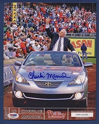 CHARLIE MANUEL Phillies Signed 8x10 PROGRAM INSERT PSA/DNA