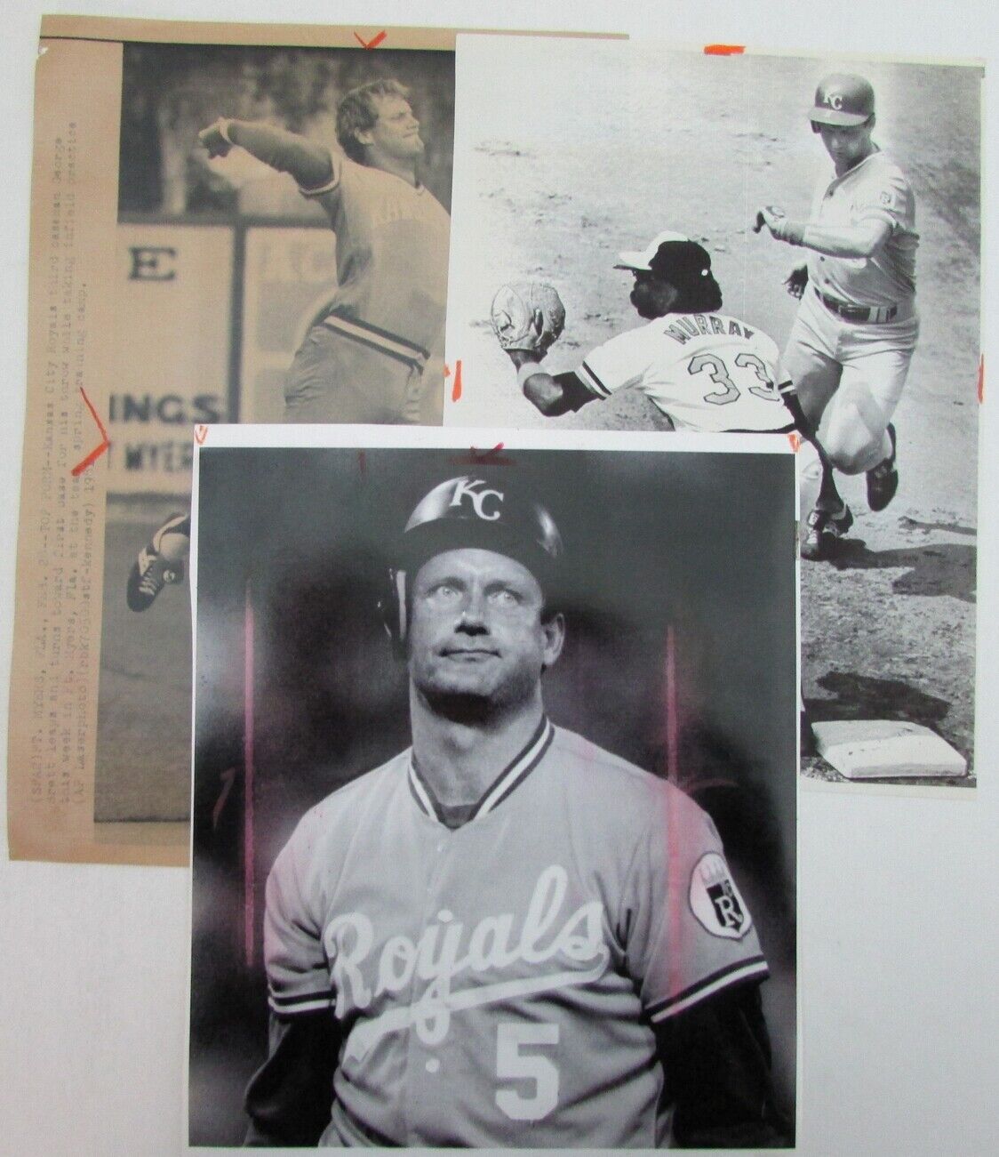 Lot of 6 George Brett Kansas City Royals 1980's-90's News Wire Photos 157379