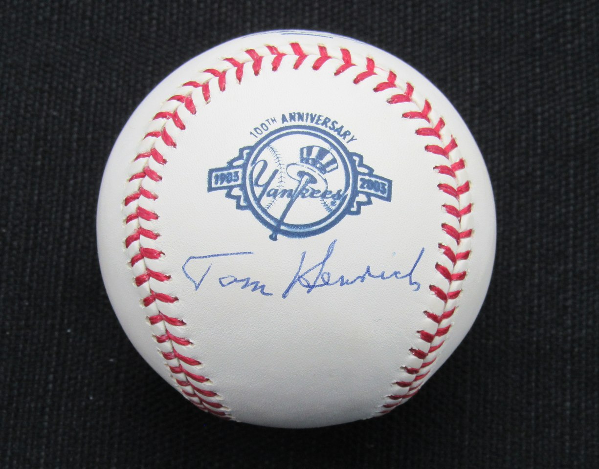 Tommy Henrich Signed/Auto Yankees 100th OML Baseball TRI-STAR Inscr 187144