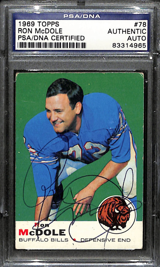 Ron McDole Signed 1969 Topps Card #78 Buffalo Bills PSA/DNA 185964