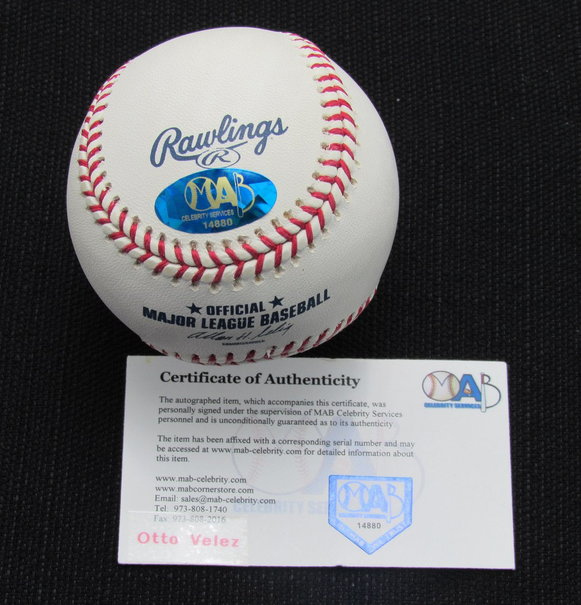 Otto Velez Signed/Auto Yankees 100th OML Baseball MAB 187060