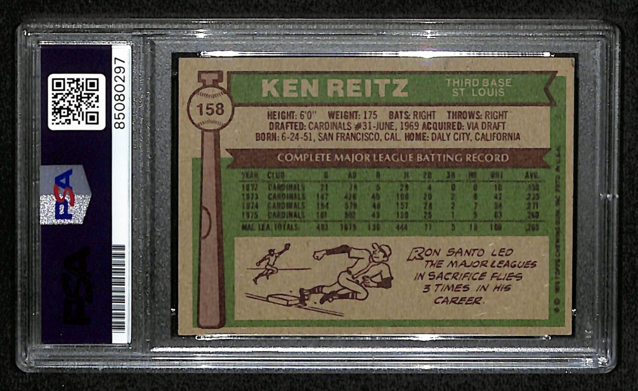 Ken Reitz Signed 1976 Topps Card #158 St. Louis Cardinals PSA/DNA 184415
