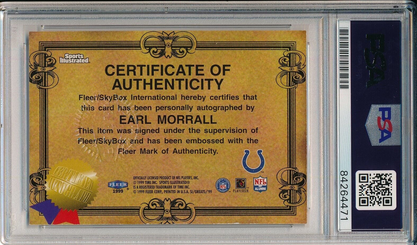 Earl Morrall Baltimore Colts Signed 1999 Fleer Sports Illustrated PSA/DNA 156694