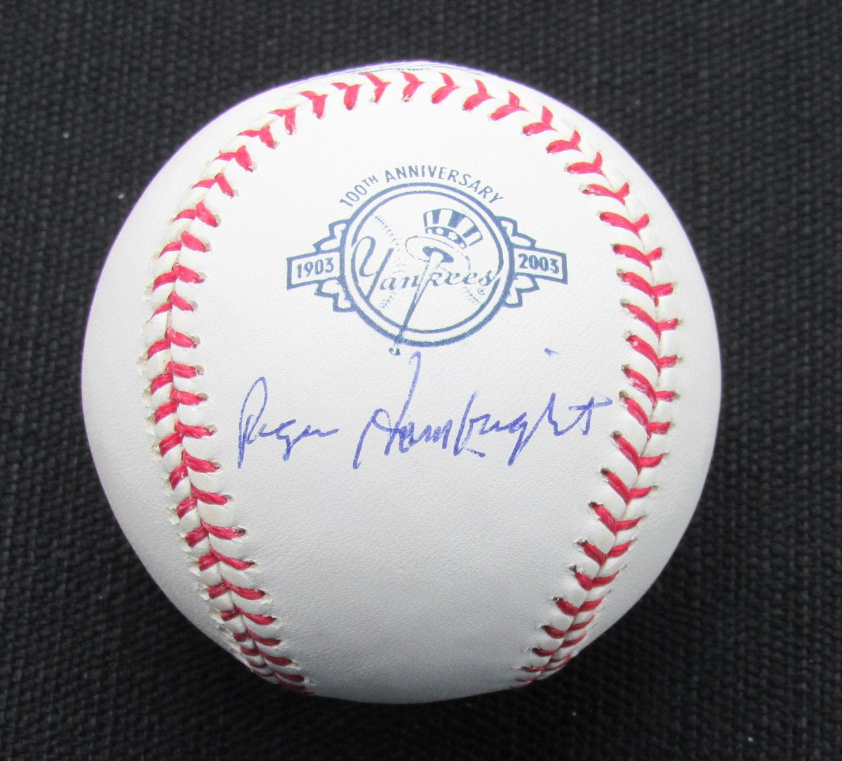 Roger Hambright Signed/Auto Yankees 100th OML Baseball JSA 186680