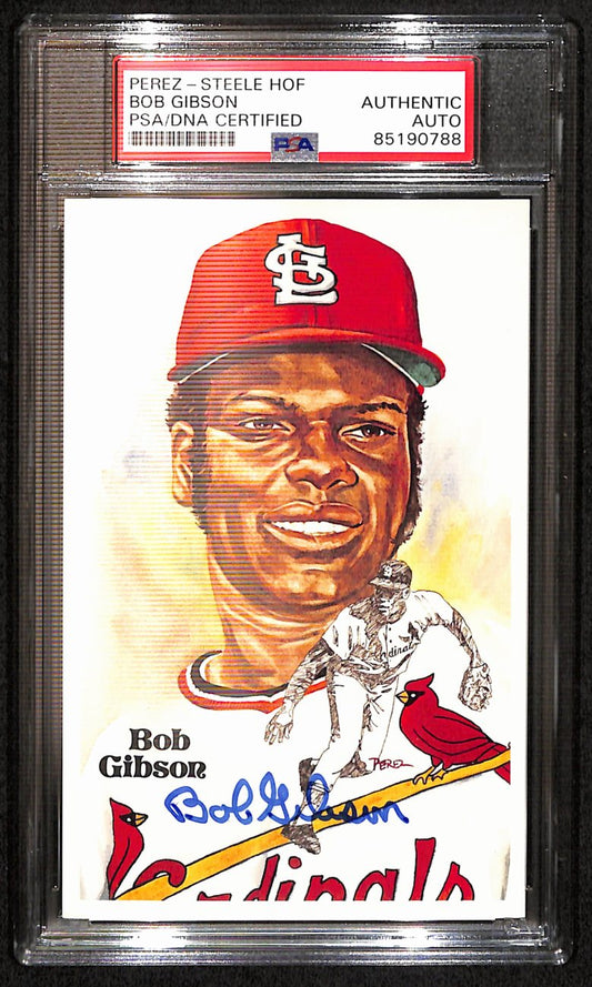 Bob Gibson HOF Signed 1981 Perez Steele Postcard Cardinals PSA/DNA 187418